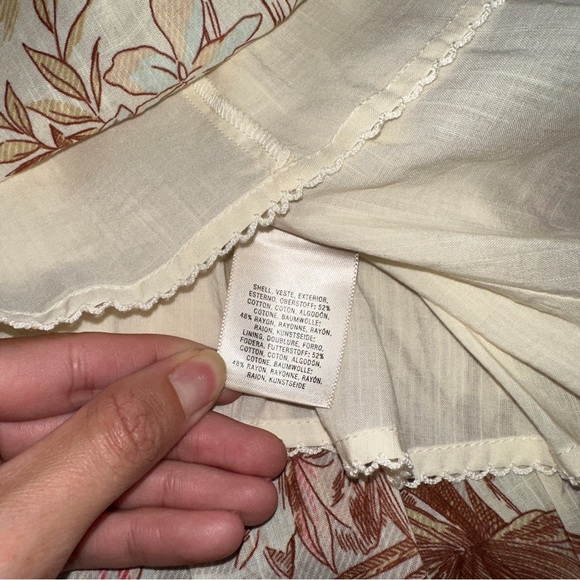 ANTHROPOLOGIE cream tropical palm trees high low flounced Adriana midi dress 8 - Picture 8 of 13